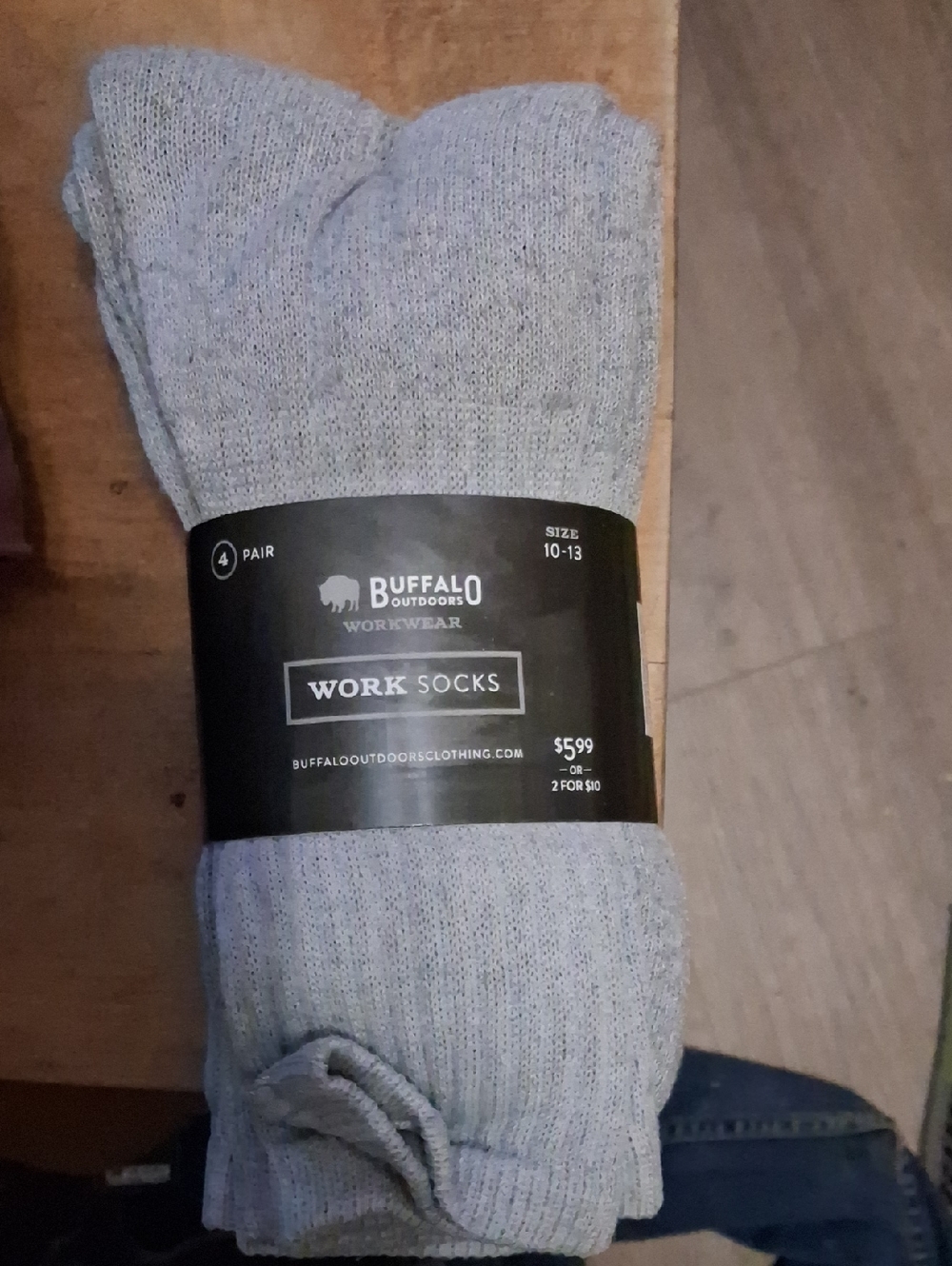 Buffalo Outdoors Light Gray Work Socks - 4 Pair